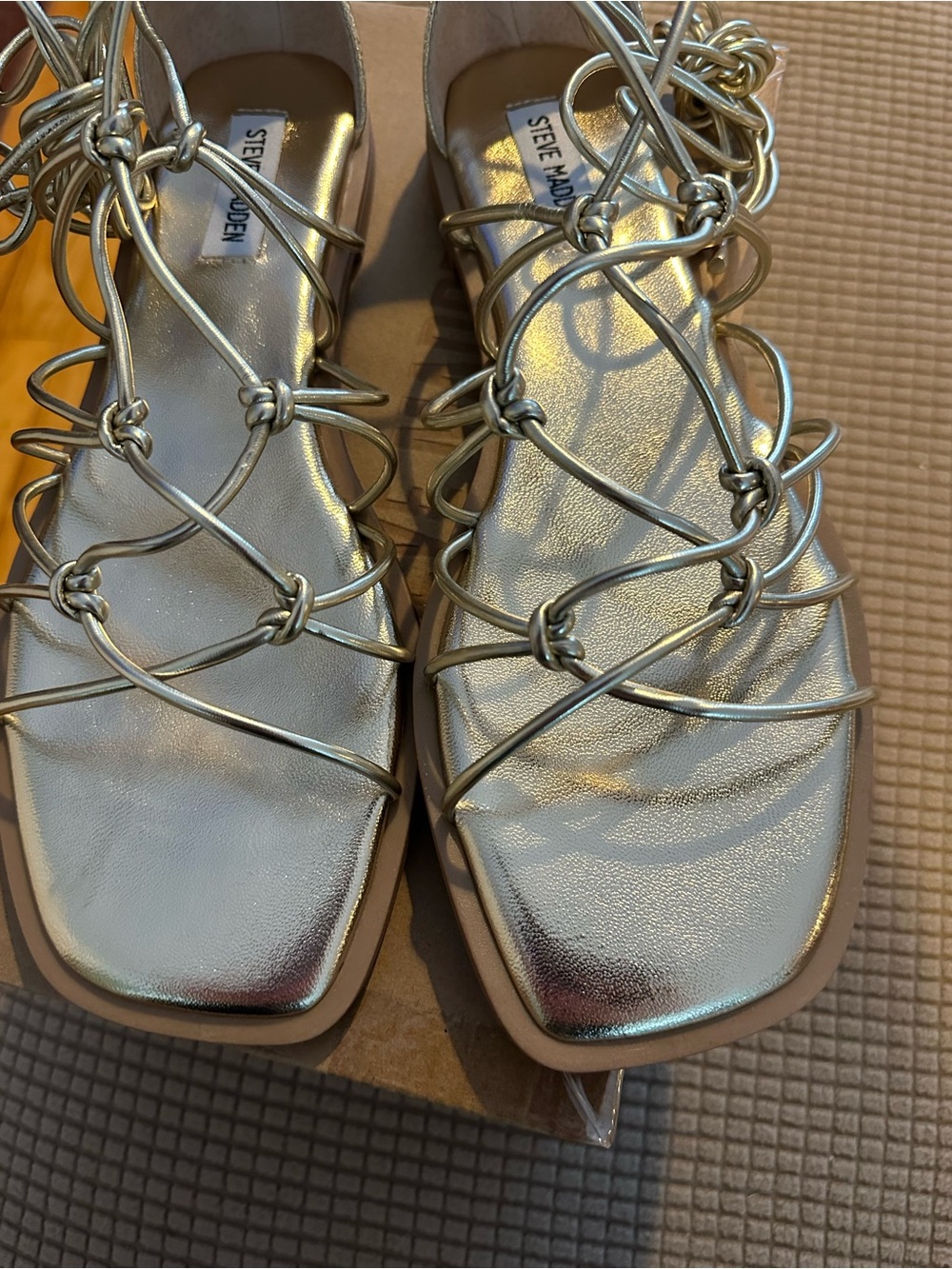 Steve Madden “Ainsley” Metallic Gold Lace-Up Gladiator Sandals (9.5) NEW!